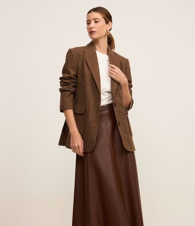 Pollera Godê Midi en PU con Cinturón Fino de Hebilla Forrada 2