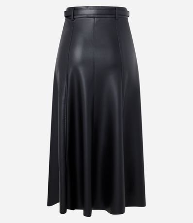 Pollera Godê Midi en PU con Cinturón Fino de Hebilla Forrada 6