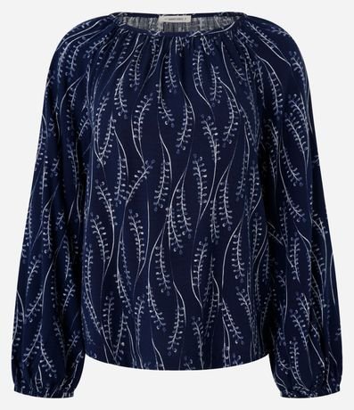 Blusa en Viscosa con Escote Canoa y Estampa Ramos 5