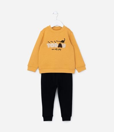 Conjunto Infantil con Bordado en Chenille de Dinos - Talle 1 a 6 años