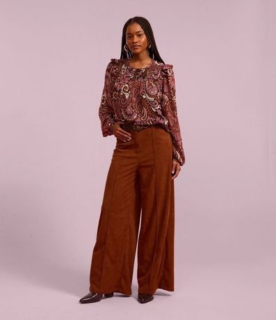 Pantalón Pantalona en Terciopelo Cotelê con Friso Delantero 5