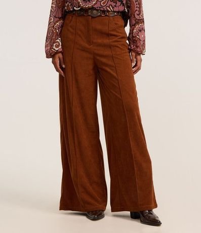 Pantalón Pantalona en Terciopelo Cotelê con Friso Delantero 3