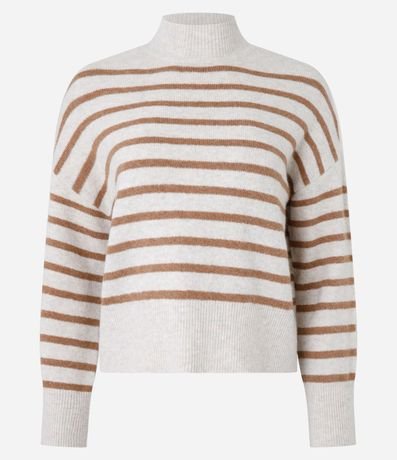 Suéter Slim de Punto Ligero Rayado con Cuello Alto 4