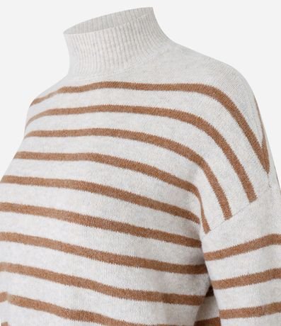 Suéter Slim de Punto Ligero Rayado con Cuello Alto 5