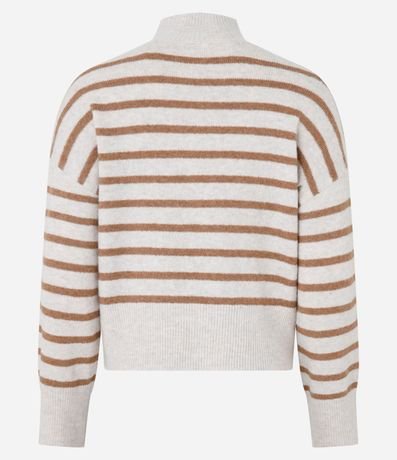 Suéter Slim de Punto Ligero Rayado con Cuello Alto 6