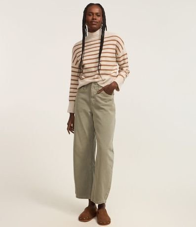 Suéter Slim de Punto Ligero Rayado con Cuello Alto 2