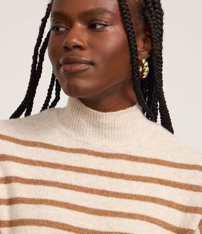 Suéter Slim de Punto Ligero Rayado con Cuello Alto 3