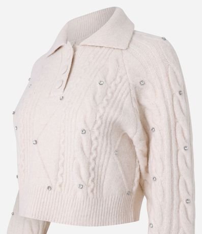 Suéter corto en Punto con Bordado de Pedrinhas 5