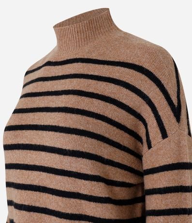 Suéter Slim de Punto Ligero Rayado con Cuello Alto 5