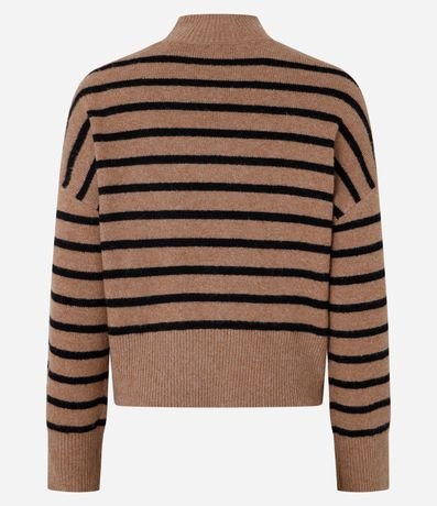 Suéter Slim de Punto Ligero Rayado con Cuello Alto 6