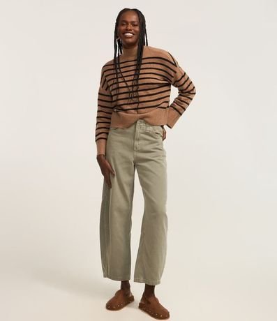 Suéter Slim de Punto Ligero Rayado con Cuello Alto 2