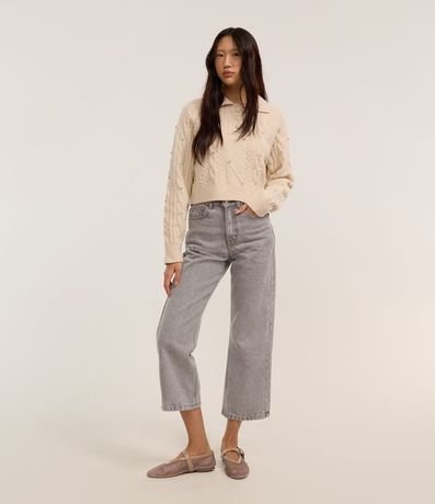 Suéter corto en Punto con Bordado de Pedrinhas 2