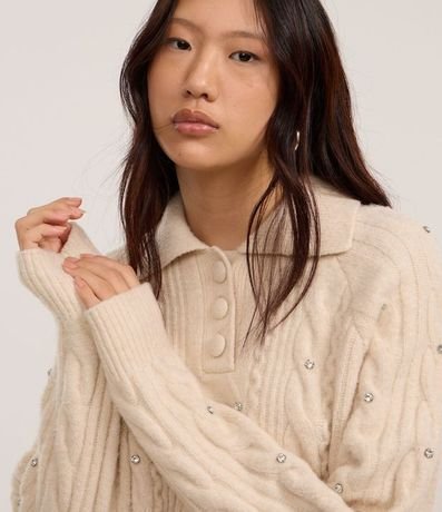 Suéter corto en Punto con Bordado de Pedrinhas 3