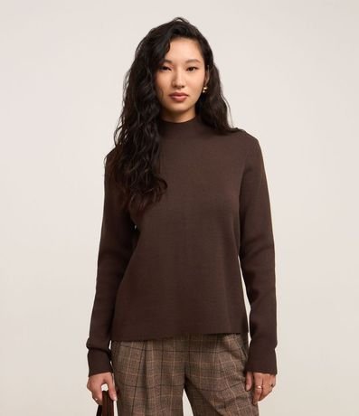 Blusa de Punto con Cuello Alto