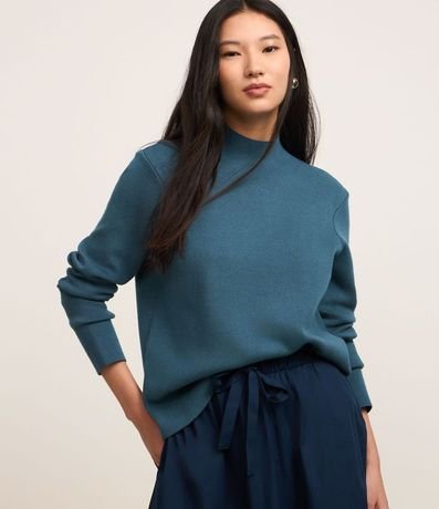 Blusa de Punto con Cuello Alto
