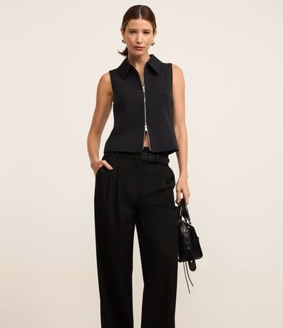 Pantalón Wide Leg Sastrería con Cinturón en PU 2