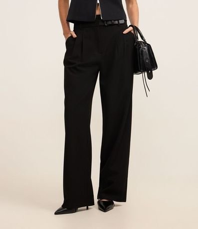 Pantalón Wide Leg Sastrería con Cinturón en PU 3