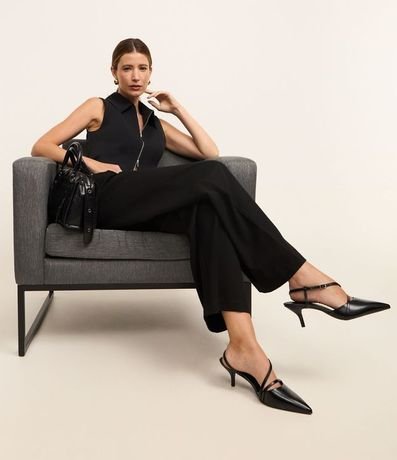 Pantalón Wide Leg Sastrería con Cinturón en PU 5