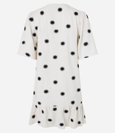 Vestido Evasê Corto en Viscolino con Bordado Sol 6