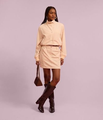 Pollera corta en Terciopelo con Bolsillos Embutidos 5