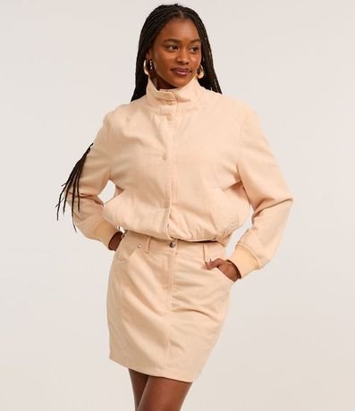 Pollera corta en Terciopelo con Bolsillos Embutidos 2