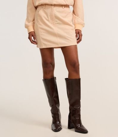 Pollera corta en Terciopelo con Bolsillos Embutidos 3