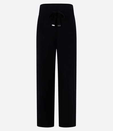 Pantalón Wide Leg en Punto con Cintura de Rib y Frisos 5