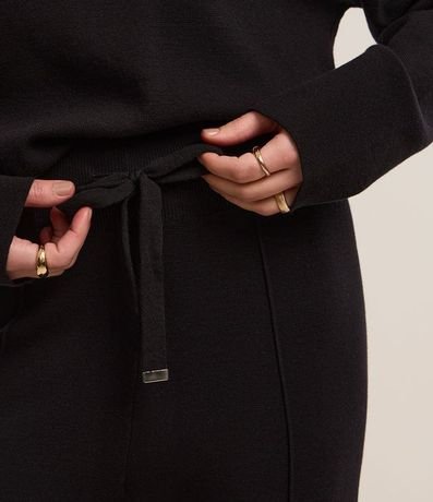 Pantalón Wide Leg en Punto con Cintura de Rib y Frisos 4