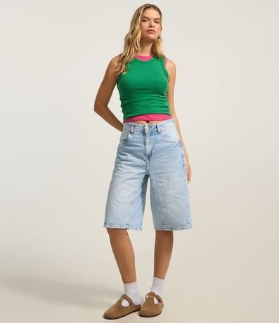 Blusa Cropped sin Manga en Ribana con Cuello Redondo 2