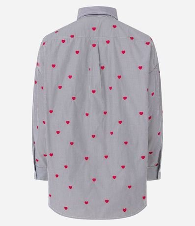 Camisa en Tricolina con Bolsillo y Corazones Bordados 6