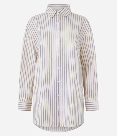 Camisa alargada en Tricolina con Rayas y Botones 6