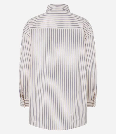 Camisa alargada en Tricolina con Rayas y Botones 7