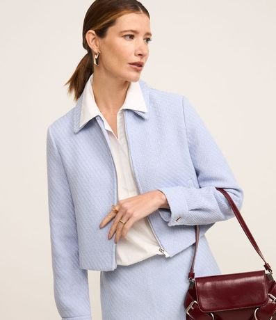 Campera corta Texturizada en Tweed con Bolsillos 1