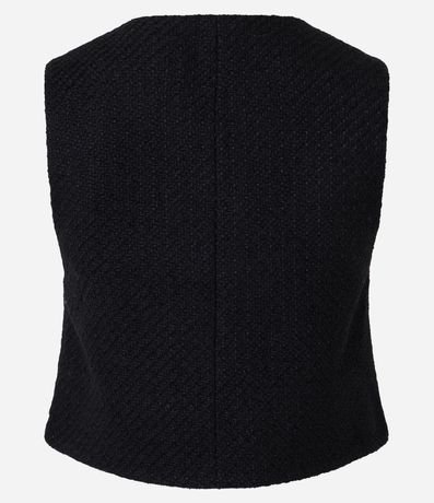 Chaleco Texturizado en Tweed con Cuello Redondo y Pences 7