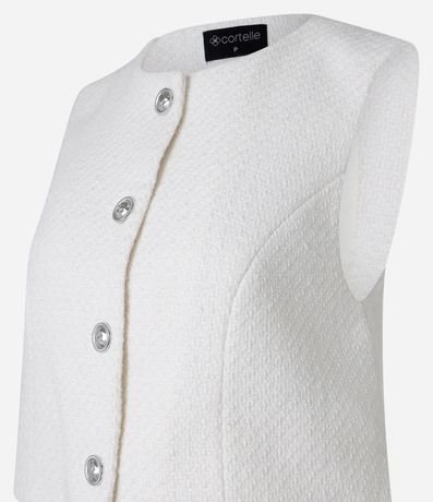 Chaleco Texturizado en Tweed con Cuello Redondo y Pences 7