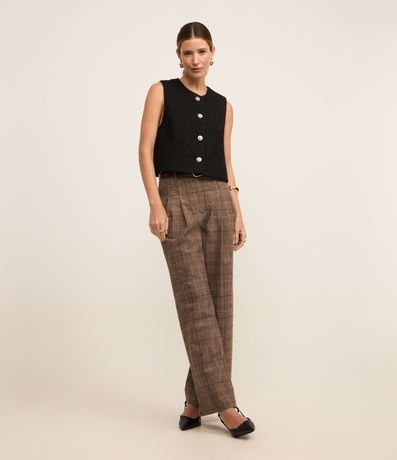 Chaleco Texturizado en Tweed con Cuello Redondo y Pences 2