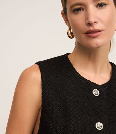 Chaleco Texturizado en Tweed con Cuello Redondo y Pences 3