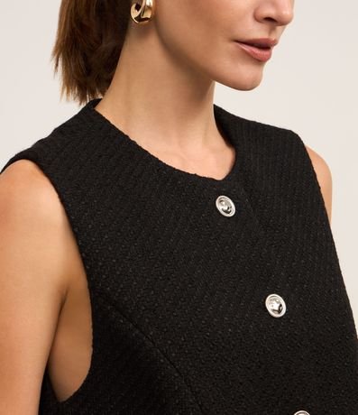 Chaleco Texturizado en Tweed con Cuello Redondo y Pences 4