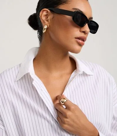 Camisa Oversized en Tricolina con Rayas de Hilo Teñido 3