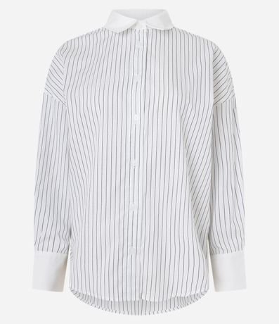 Camisa Oversized en Tricolina con Rayas de Hilo Teñido