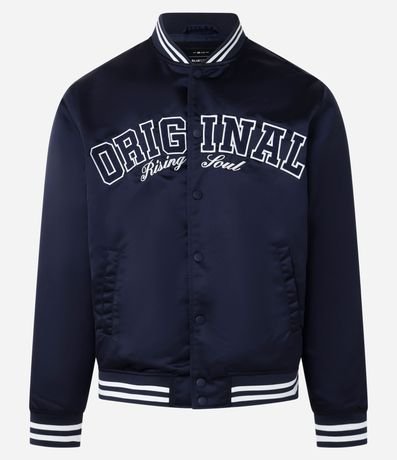 Campera Bomber College en Poliamida con Estampa Bordada 3