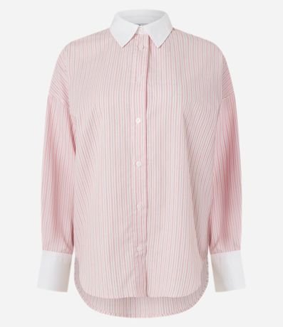 Camisa Oversized en Tricolina con Rayas de Hilo Teñido 2