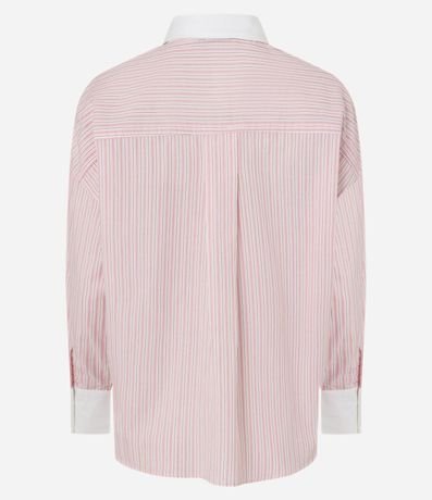 Camisa Oversized en Tricolina con Rayas de Hilo Teñido 2