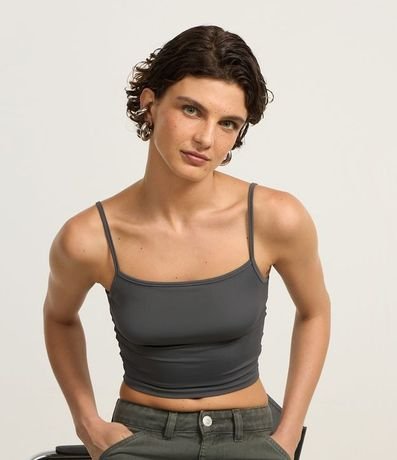 Top Cropped de Poliamida con Breteles Finos