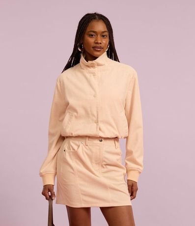 Campera Bomber en Terciopelo Cotelé con Cuello Alto 4