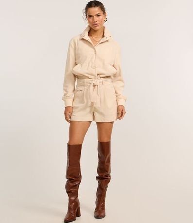 Campera Bomber en Terciopelo Cotelé con Cuello Alto 2