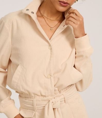 Campera Bomber en Terciopelo Cotelé con Cuello Alto 4