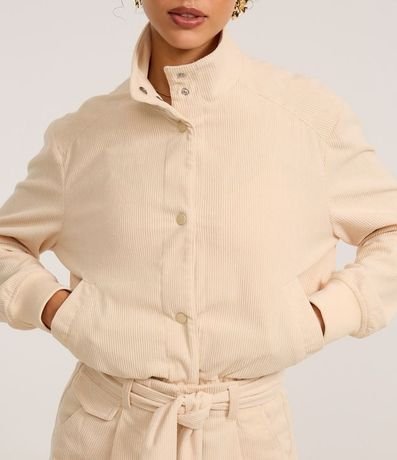 Campera Bomber en Terciopelo Cotelé con Cuello Alto 5