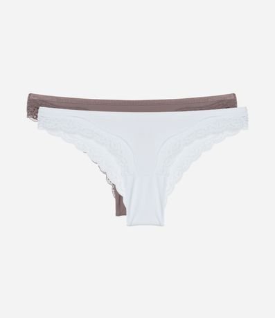 Kit 02 Bombachas Bikini en Microfibra con Detalle en Encaje