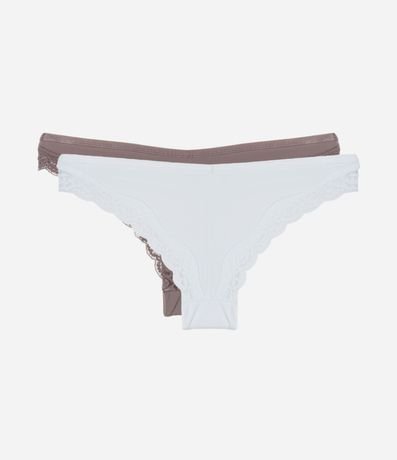 Kit 02 Bombachas Bikini en Microfibra con Detalle en Encaje 2